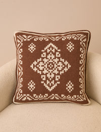 Brown and Cream Fair Isle Knitted Cushion Cover
