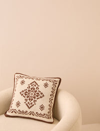 Brown and Cream Fair Isle Knitted Cushion Cover