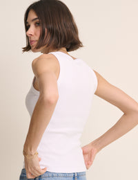 White Ribbed V-Neck Vest