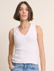White Ribbed V-Neck Vest