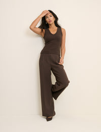 Brown Ribbed V-Neck Vest