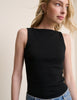 Black Ribbed Boat Neck Vest