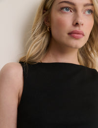 Black Ribbed Boat Neck Vest