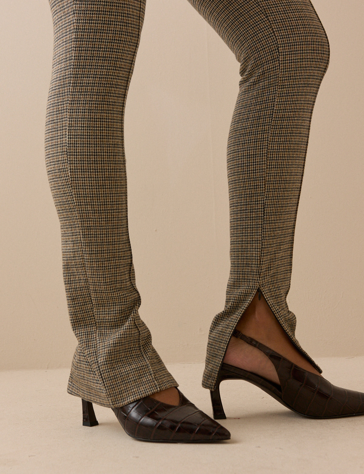 Brown Heritage Check Jersey Split Hem Leggings