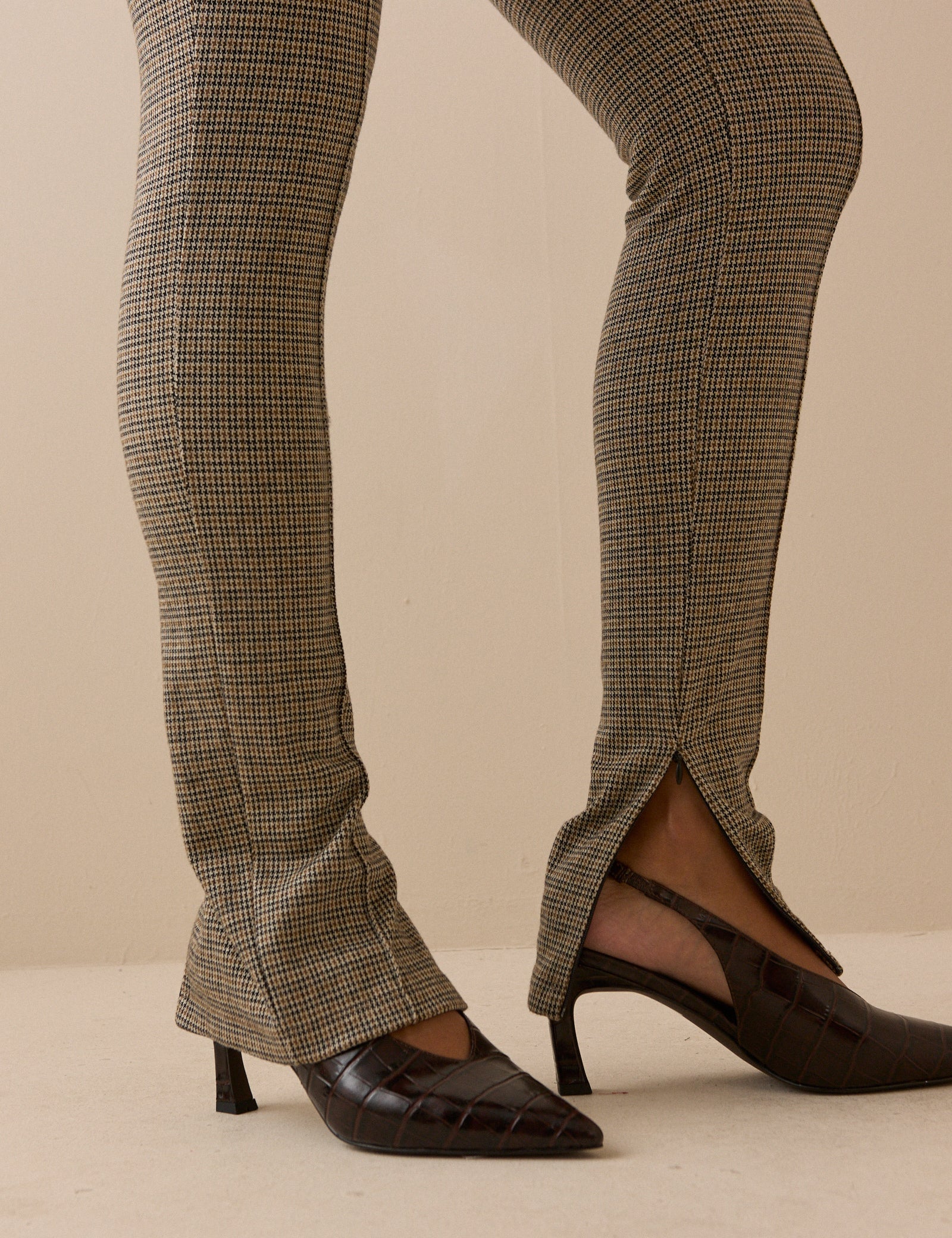 Brown Heritage Check Jersey Split Hem Leggings