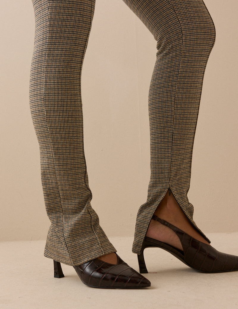 Brown Heritage Check Jersey Split Hem Leggings