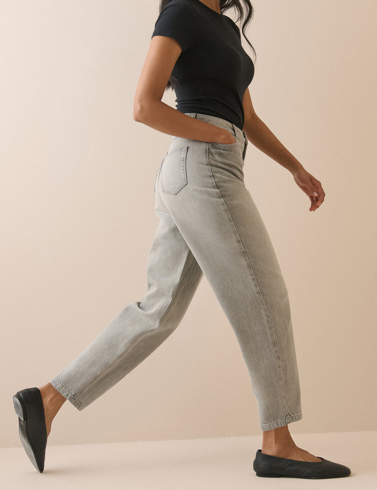 Grey Putney Barrel Leg Jeans
