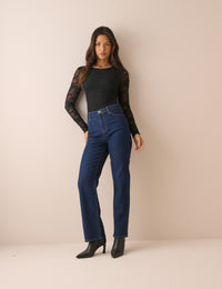 Black Lace Sheer Sleeve Bodysuit