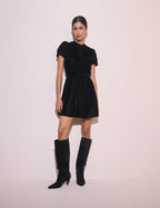 Black High Neck Velvet Ivanna Mini Dress