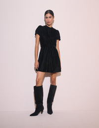 Black High Neck Velvet Ivanna Mini Dress