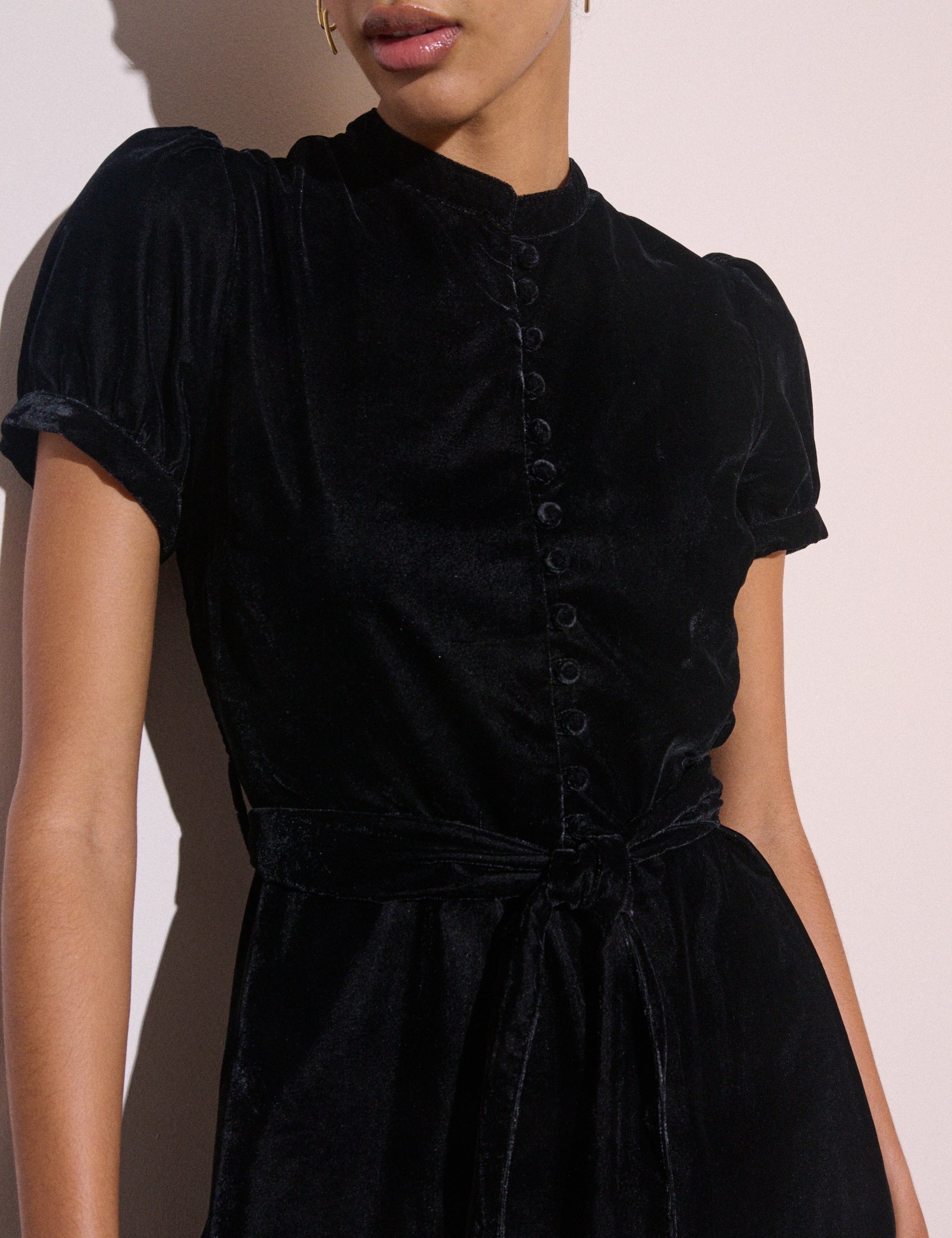 Black High Neck Velvet Ivanna Mini Dress