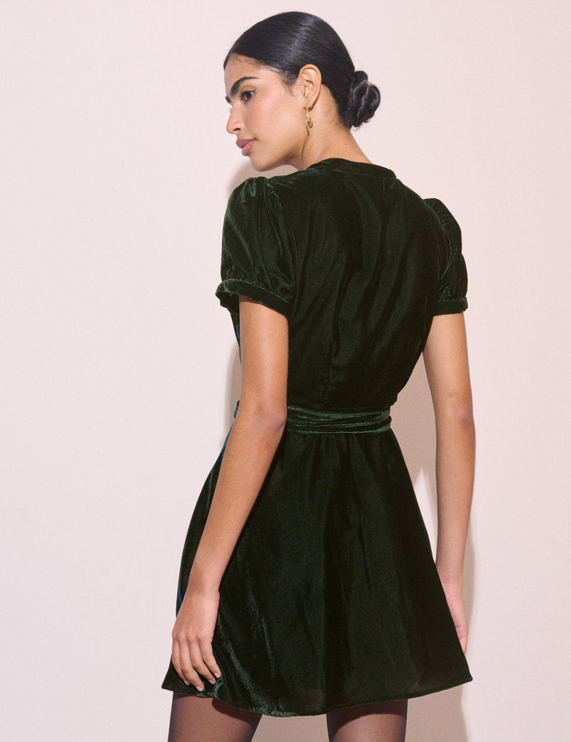 Dark Green High Neck Ivanna Mini Dress