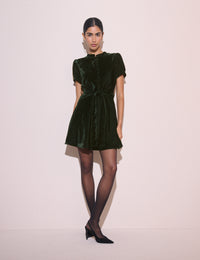 Dark Green High Neck Ivanna Mini Dress