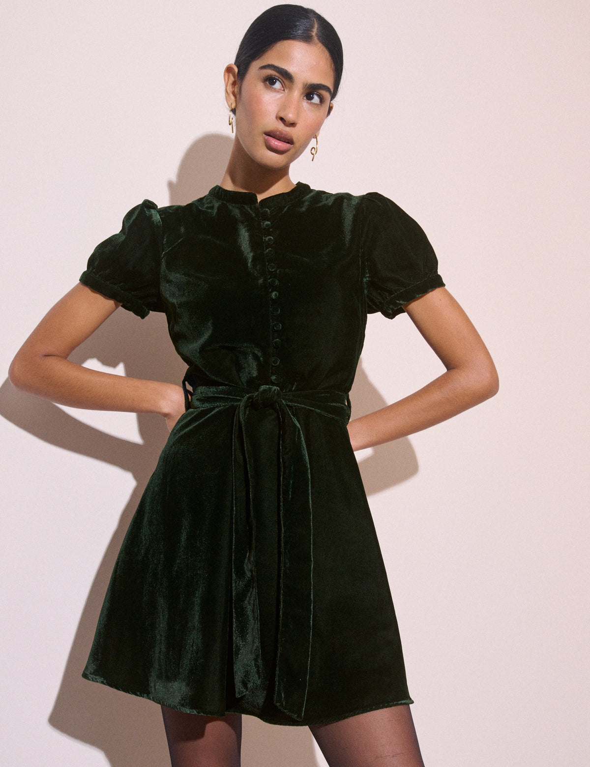 Dark Green High Neck Ivanna Mini Dress