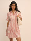 Pink Gingham Dillon Mini Shirt Dress