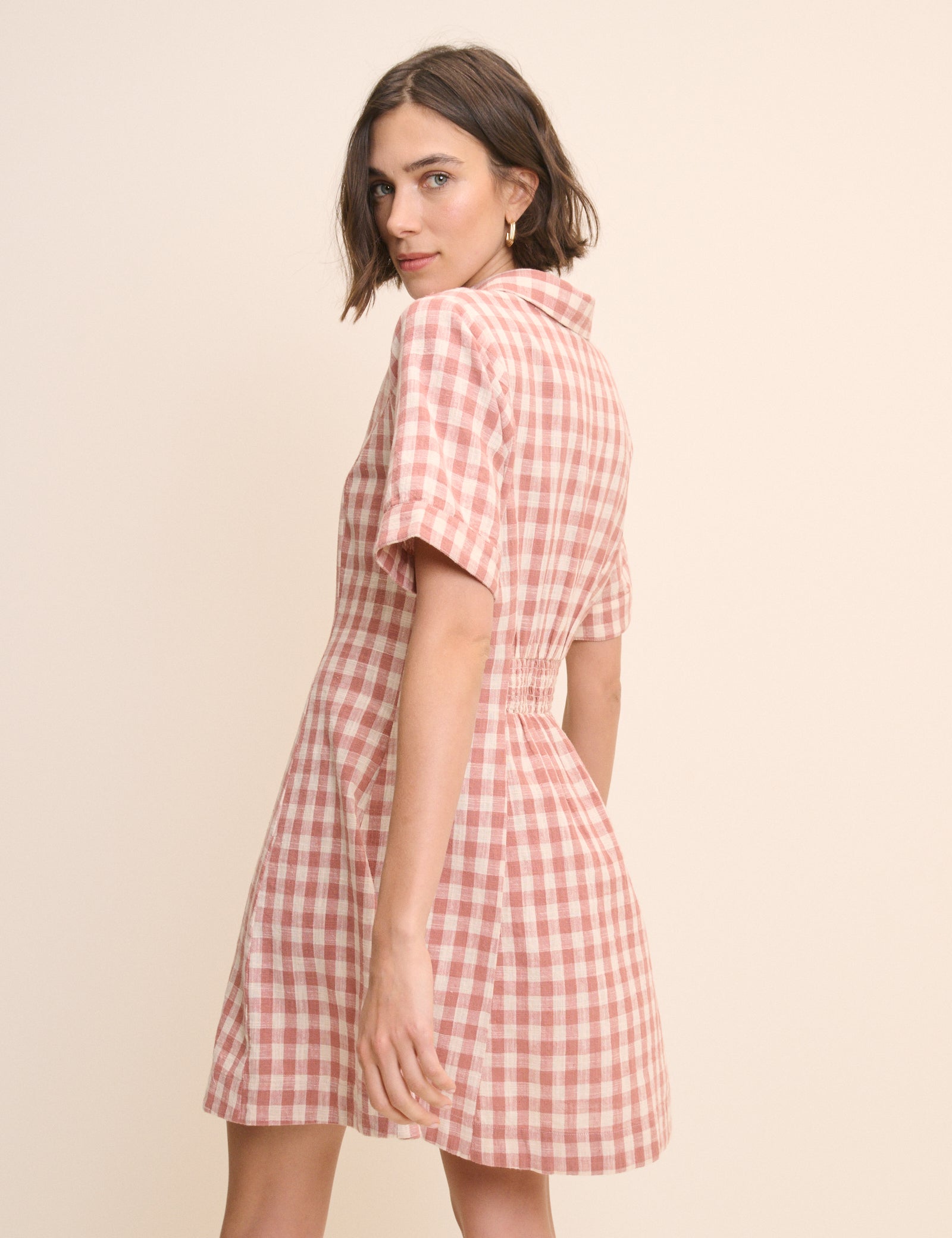 Pink Gingham Dillon Mini Shirt Dress