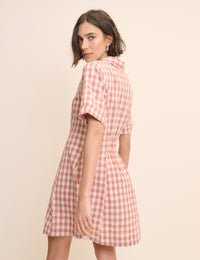 Pink Gingham Dillon Mini Shirt Dress