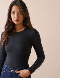 Black Jersey Long Sleeve Bodysuit