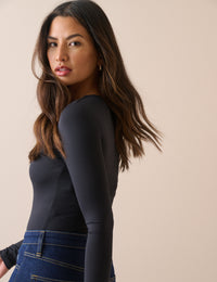 Black Jersey Long Sleeve Bodysuit