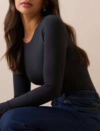 Black Jersey Long Sleeve Bodysuit