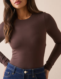 Chocolate Brown Jersey Long Sleeve Bodysuit