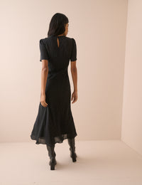 Black and White Polka Dot Noelle Midi Dress