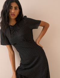 Black and White Polka Dot Noelle Midi Dress