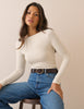 Ivory Ruched Boat Neck Top