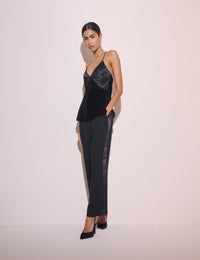 Black Satin and Velvet Cami Top