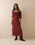 Red Floral Frill Trim Winslet Midi Dress
