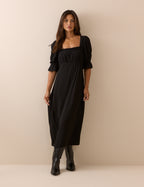 Black Frill Trim Winslet Midi Dress