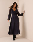 Navy Ruched Ines Midi Dress