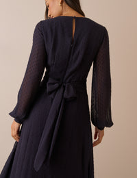 Navy Ruched Ines Midi Dress