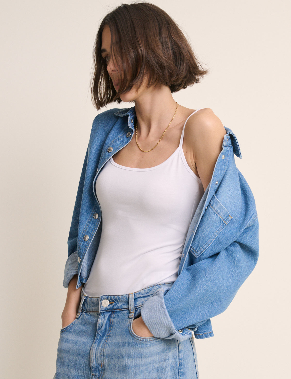 White Scoop Neck Cami Vest