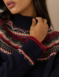 Navy Fair Isle Print Jumper
