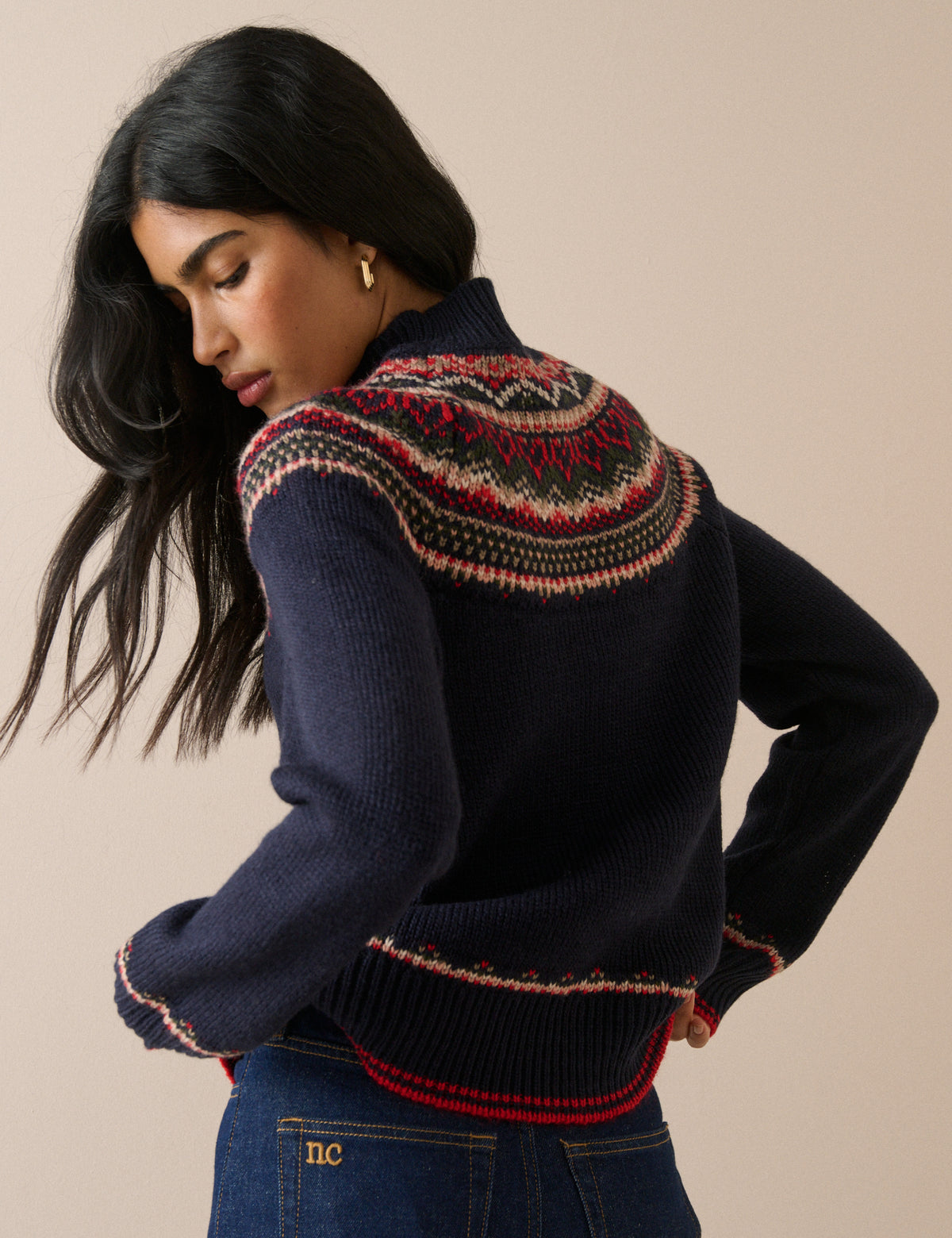 Navy Fair Isle Print Jumper