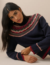 Navy Fair Isle Print Jumper