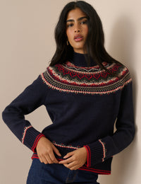 Navy Fair Isle Print Jumper