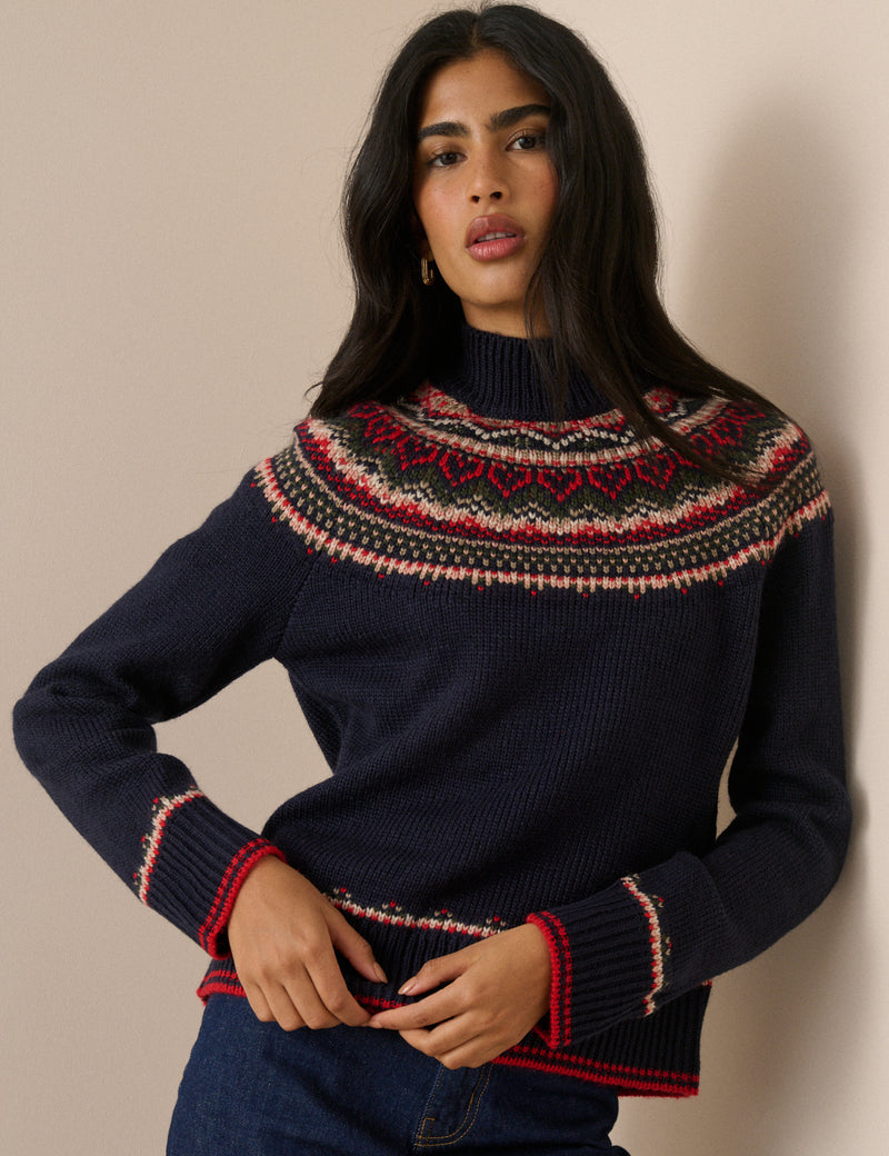 Navy Fair Isle Print Jumper
