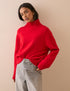 Red Relaxed Fit Funnel Neck Jumper