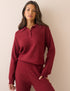 Red Knitted Collared Polo Top