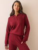 Red Knitted Collared Polo Top
