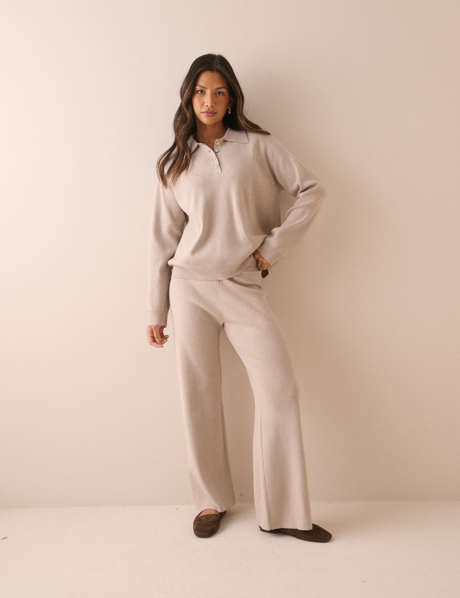 Stone Knitted Polo Top