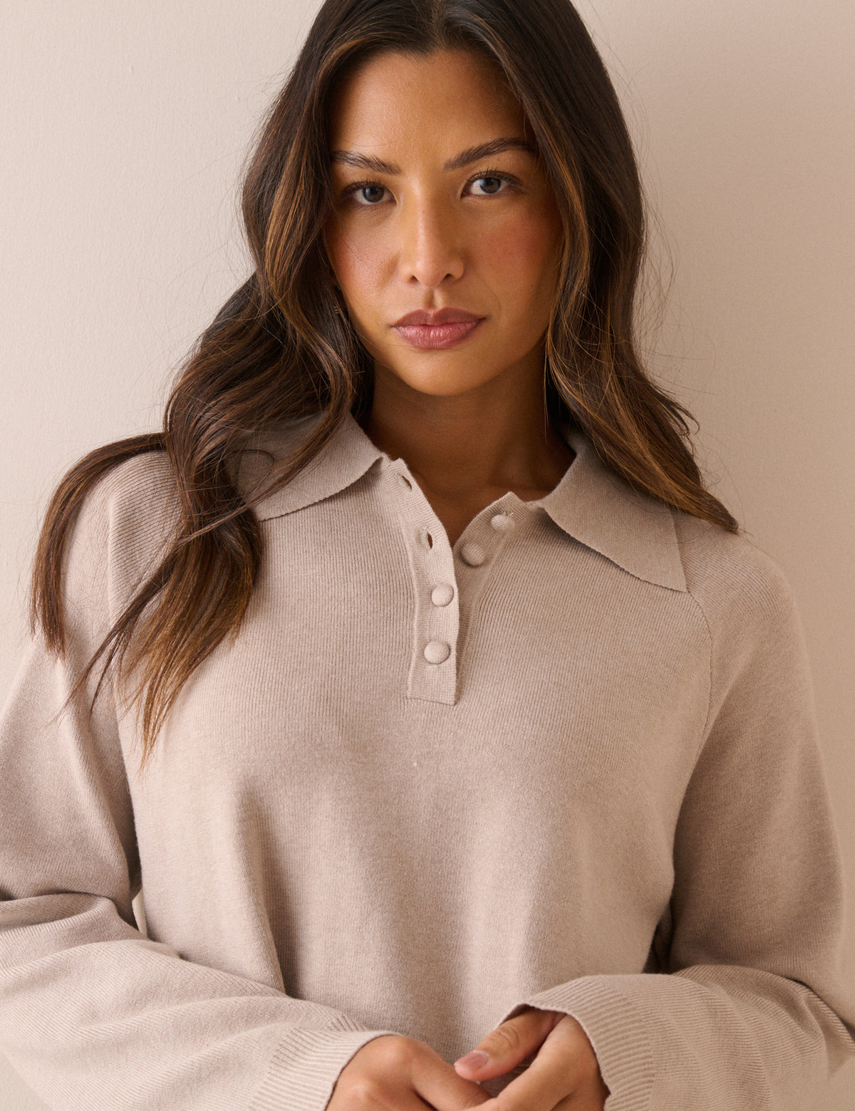 Stone Knitted Polo Top