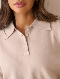 Stone Knitted Polo Top