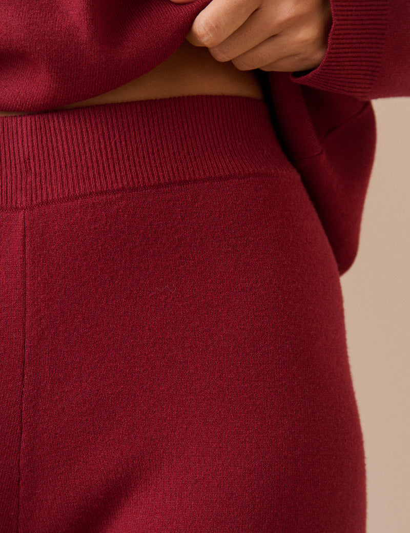 Red Knitted Straight Leg Trousers