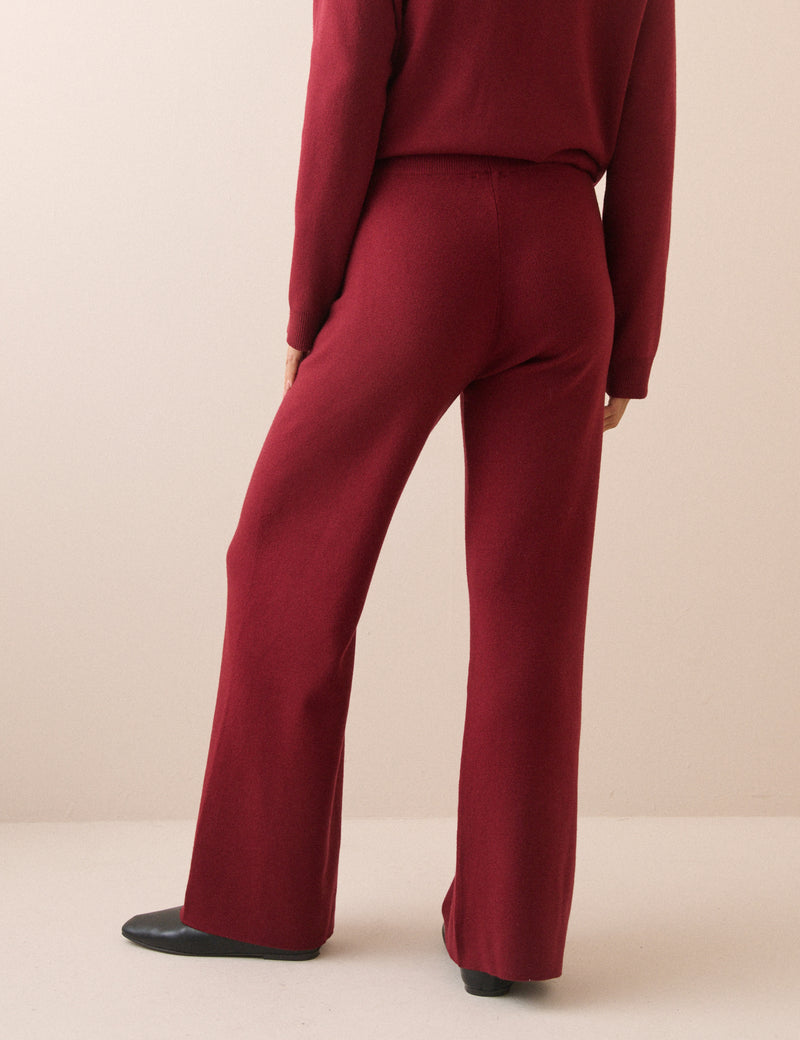 Red Knitted Straight Leg Trousers