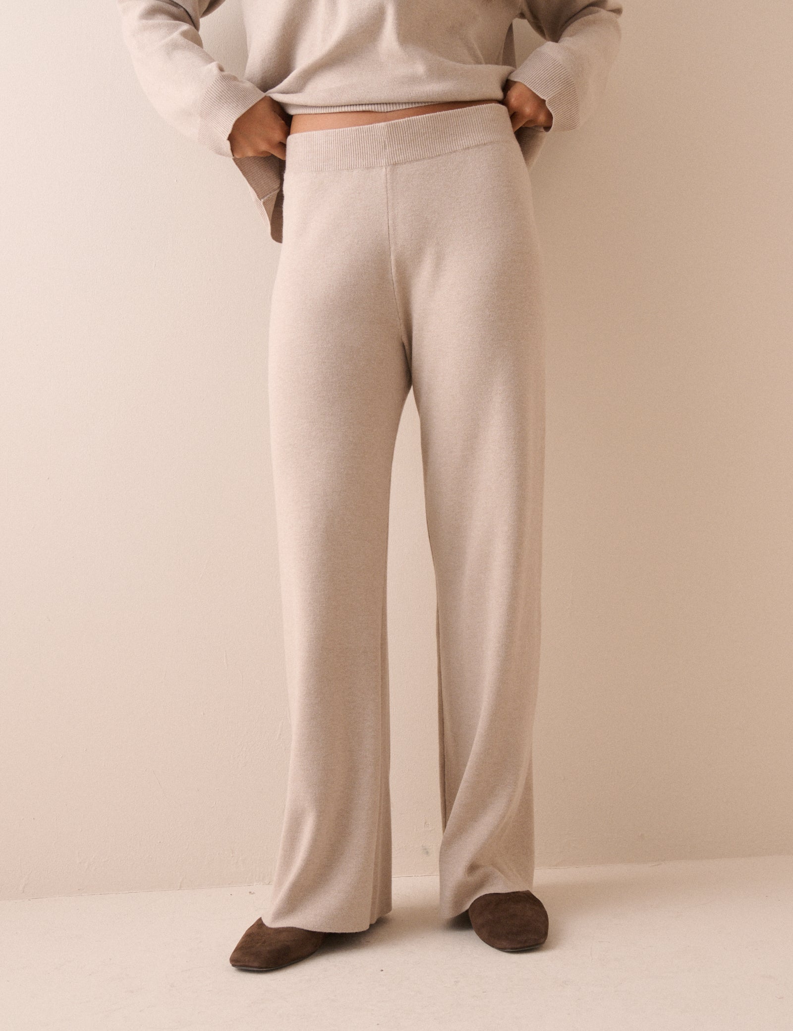 Stone Knitted Lounge Trousers