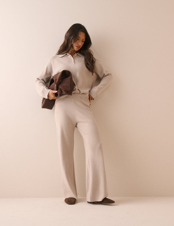 Stone Knitted Lounge Trousers