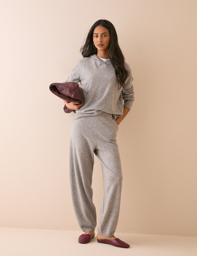 Grey Marl Knitted Hoodie